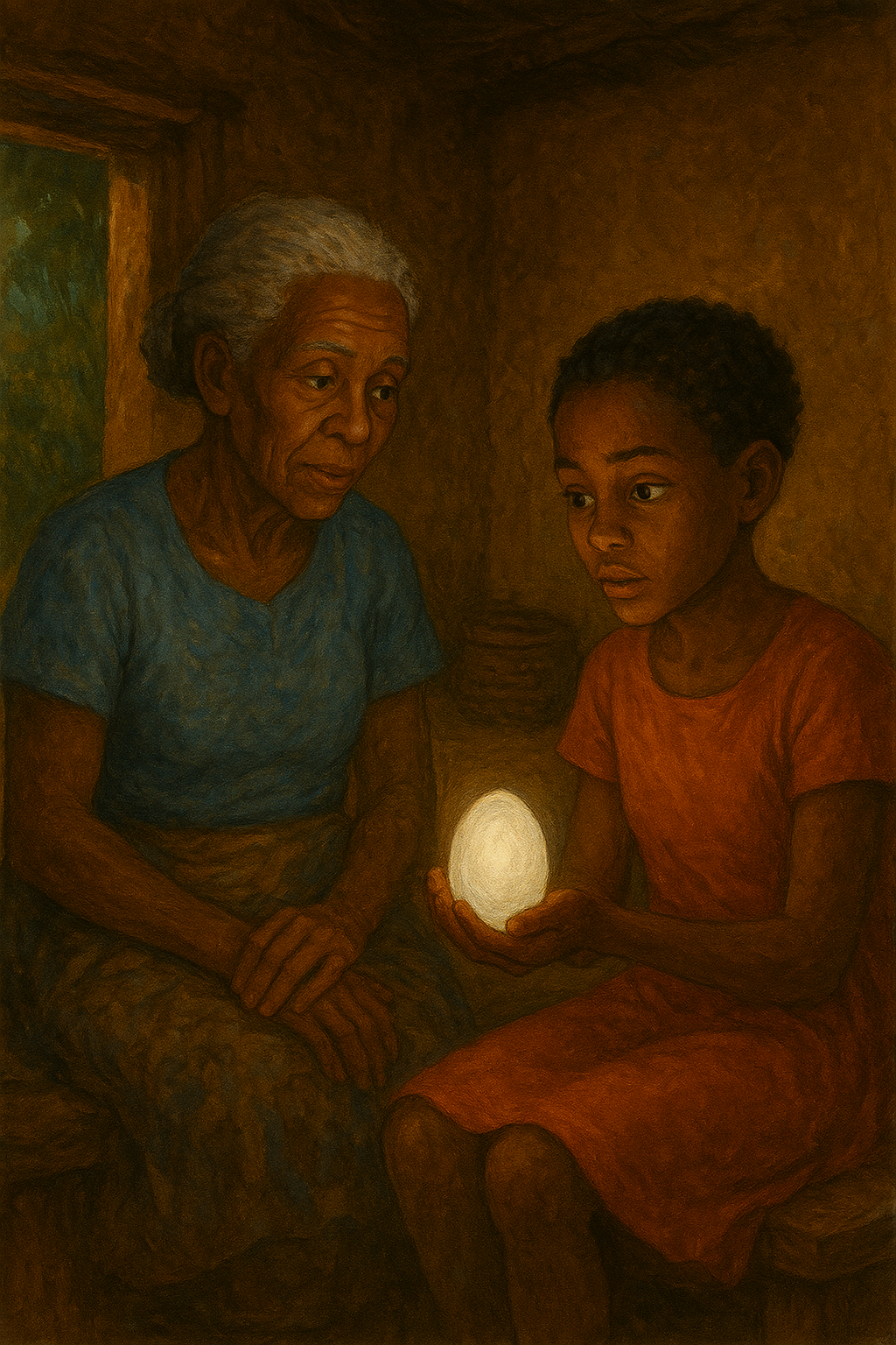 Ama and grandmother indoors